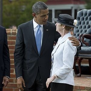 Original: President Obama and Vice President Biden thank Deborah Mullen at the September 30, 2011 change-of-office ceremony. Official U.S. Navy photo by Petty Officer 1st Class Chad J. McNeeley, public domain.
